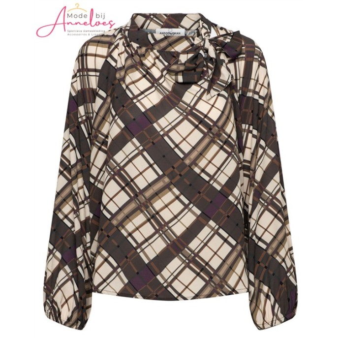 AndCo Woman Blouse Annette BL476 check Kaki